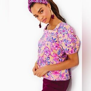 Lilly Pulitzer Torrey Cotton Top in Sand Bar Tropical With A Twist